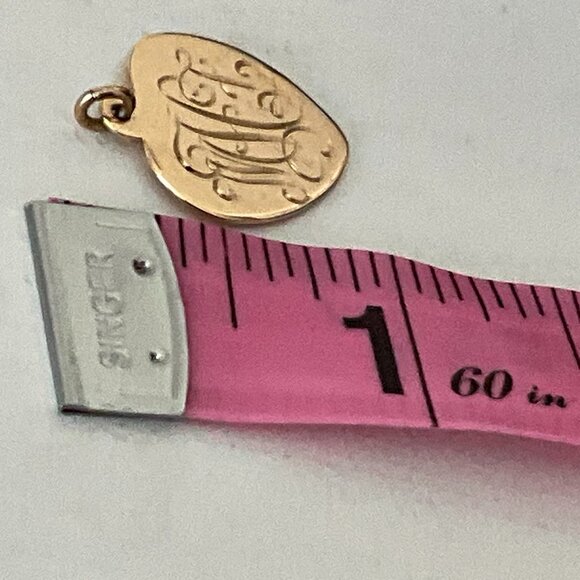 Vintage 14k solid gold monogramed heart pendant - Picture 3 of 6